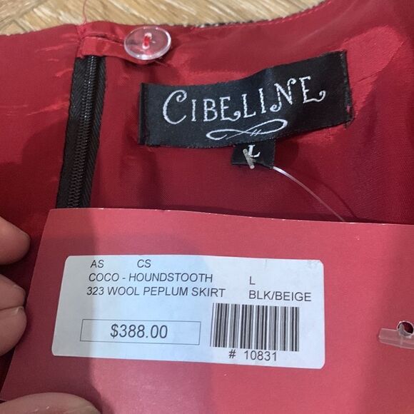 NWT Cibeline Sariano Wool Houndstooth Peplum Skirt - Picture 3 of 8